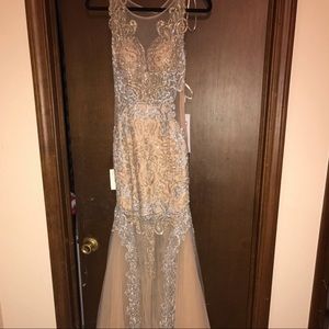 Gold Embellished Prom Dress